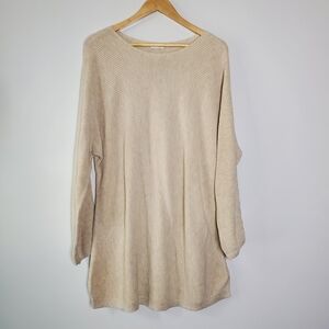 J Jill Beige Waffle knit stretchy Boat neck sweater dress / tunic **No Size